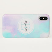 Coques Case-Mate iPhone Monogramme moderne Pastel Blue & Purple Aquarelle (Dos (Horizontal))