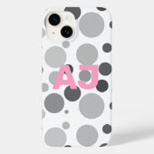 Coques Case-Mate iPhone Monogramme moderne Polka Point gris rose (Verso)