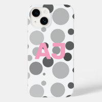 Monogramme moderne Polka Point gris rose