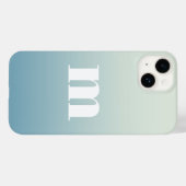 Coques Case-Mate iPhone Monogramme moderne Premier Turquoise Aqua Blue Gra (Verso (horizontal))