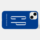 Coques Case-Mate iPhone Monogramme moderne Professionnel Plat Bleu simple (Verso (horizontal))