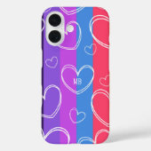 Coques Case-Mate iPhone Monogramme Moderne Rayure Amour Cœur Féminin (Verso)