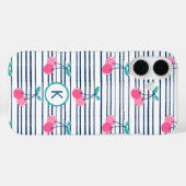 Coques Case-Mate iPhone Monogramme moderne rose cerise Preppy Girl (Verso (horizontal))
