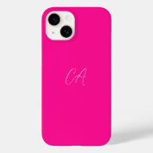 Coques Case-Mate iPhone Monogramme moderne rose chaud (Verso)