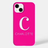 Coques Case-Mate iPhone Monogramme moderne rose chaud (Verso)