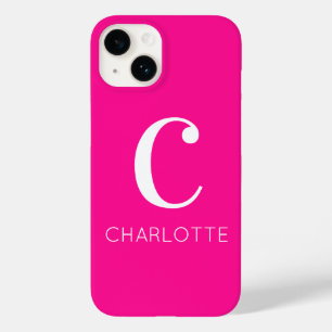 Coque Pour iPhone 14 Monogramme moderne rose chaud
