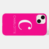 Coques Case-Mate iPhone Monogramme moderne rose chaud (Verso (horizontal))