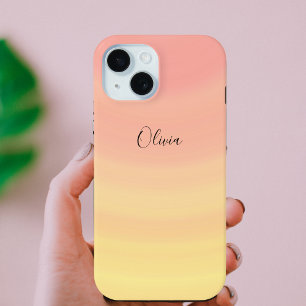 Coque Pour iPhone 15 Monogramme Moderne Rose Coloré Tendance Élégant