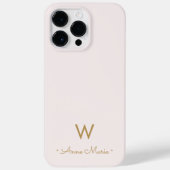 Coques Case-Mate iPhone Monogramme Moderne Rose Doré Script (Verso)