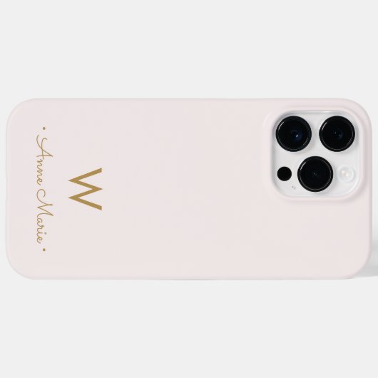 Coques Case-Mate iPhone Monogramme Moderne Rose Doré Script (Verso (horizontal))