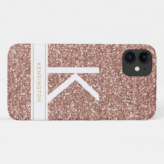 Coques Case-Mate iPhone Monogramme moderne rose et boîtier téléphonique de (Dos (Horizontal))