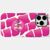 Coques Case-Mate iPhone Monogramme moderne rose et ivoire Giraffe Motif (Verso (horizontal))