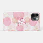Coques Case-Mate iPhone Monogramme moderne rose Parties scintillant fille  (Dos (Horizontal))