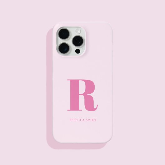 Coques Case-Mate iPhone Monogramme moderne rose simple