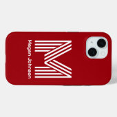 Coques Case-Mate iPhone Monogramme moderne rouge (Verso (horizontal))