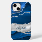 Coques Case-Mate iPhone Monogramme moderne Royal Blue et Silver Agate (Verso)