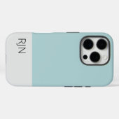Coques Case-Mate iPhone Monogramme Moderne Simple Bleu Poussiéreux Classiq (Verso (horizontal))