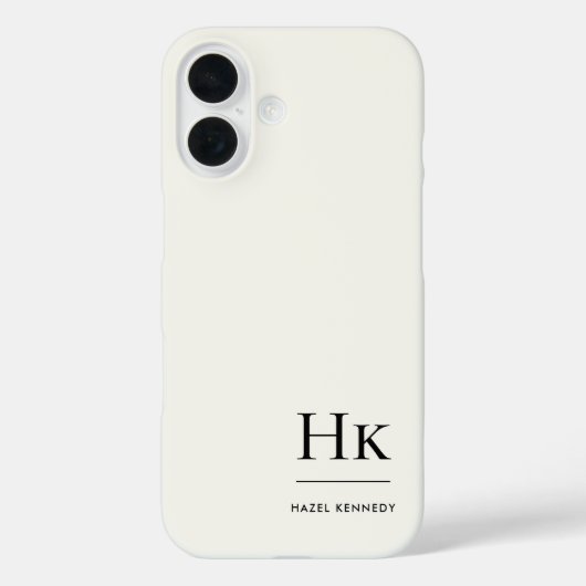 Coques Case-Mate iPhone Monogramme Moderne Simple Monogrammé Blanc Ivoire (Verso)