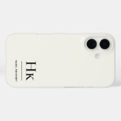 Coques Case-Mate iPhone Monogramme Moderne Simple Monogrammé Blanc Ivoire (Verso (horizontal))