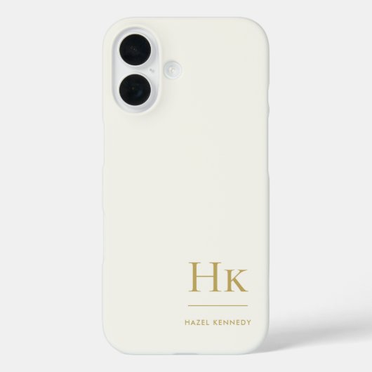 Coques Case-Mate iPhone Monogramme Moderne Simple Monogrammé Ivoire Or (Verso)