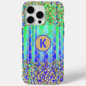 Coques Case-Mate iPhone Monogramme Moderne Sirène Paillettes Vert Bleu (Verso)