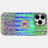 Coques Case-Mate iPhone Monogramme Moderne Sirène Paillettes Vert Bleu (Verso (horizontal))