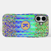 Coques Case-Mate iPhone Monogramme Moderne Sirène Paillettes Vert Bleu (Verso (horizontal))
