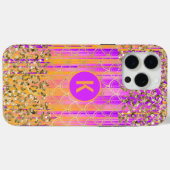 Coques Case-Mate iPhone Monogramme Moderne Sirène Paillettes Violet Orange (Verso (horizontal))