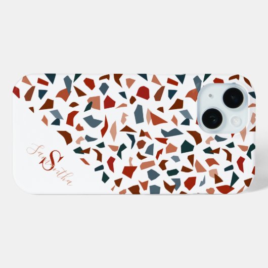 Coques Case-Mate iPhone Monogramme Moderne Terrazzo Mosaic Motif (Verso (horizontal))