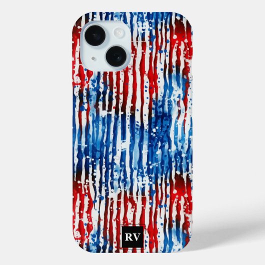 Coques Case-Mate iPhone Monogramme moderne USA Étoiles et rayures (Verso)