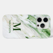Coques Case-Mate iPhone Monogramme Moderne Vert Blanc Style Personnalisé (Verso (horizontal))