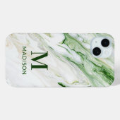 Coques Case-Mate iPhone Monogramme Moderne Vert Blanc Style Personnalisé (Verso (horizontal))