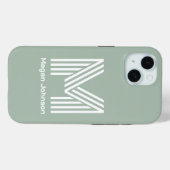 Coques Case-Mate iPhone Monogramme Moderne Vert Sauge (Verso (horizontal))