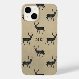 Coque Pour iPhone 14 Monogramme Monogramme Cerf Stag Rustique Motif