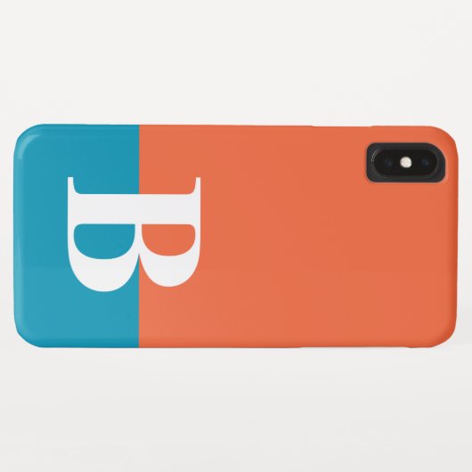 Coques Case-Mate iPhone Monogramme Monogramme Simple Moderne Orange Bleu (Dos (Horizontal))