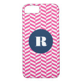 Coques Case-Mate iPhone Monogramme Motif à Herringbone rose chaud (Dos)