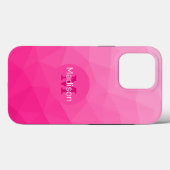 Coques Case-Mate iPhone Monogramme Motif à maillage géométrique rose chaud (Verso (horizontal))