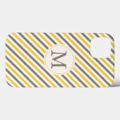 Coques Case-Mate iPhone Monogramme Motif à rayures jaune et gris (Verso (horizontal))