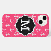 Coques Case-Mate iPhone Monogramme Motif Ancre rose (Verso (horizontal))