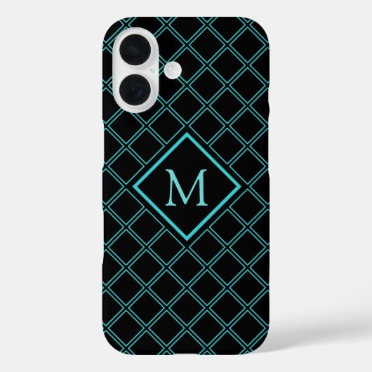 Coques Case-Mate iPhone Monogramme Motif Aqua Blue et Black Diamond (Verso)