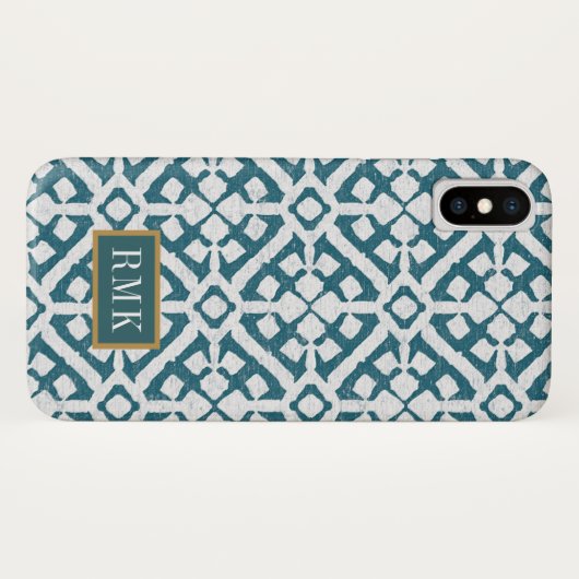 Coques Case-Mate iPhone Monogramme| Motif bleu d'Amadora (Dos (Horizontal))