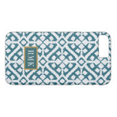 Coques Case-Mate iPhone Monogramme| Motif bleu d'Amadora (Dos (Horizontal))