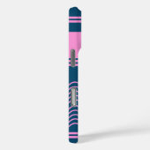 Coques Case-Mate iPhone Monogramme Motif de bandes ondulées bleu et rose (Verso / Droite)