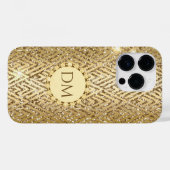 Coques Case-Mate iPhone Monogramme Motif de diamant géométrique Glitterie  (Verso (horizontal))