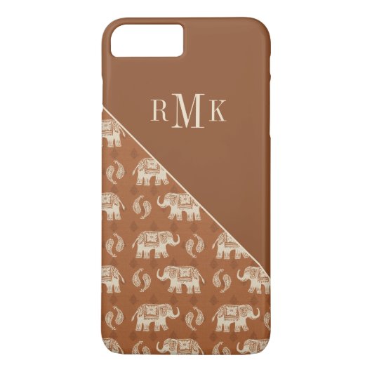Coques Case-Mate iPhone Monogramme| Motif de la caravane orangée éléphante (Dos)