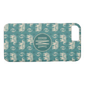 Coques Case-Mate iPhone Monogramme| Motif de la Caravane Turquoise éléphan (Dos (Horizontal))