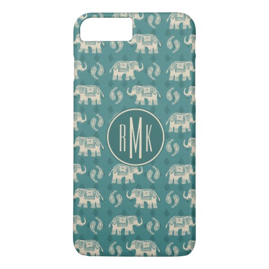 Coques Case-Mate iPhone Monogramme| Motif de la Caravane Turquoise éléphan (Dos)
