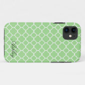 Coques Case-Mate iPhone Monogramme Motif de Quatrefoil vert Mint (Dos (Horizontal))