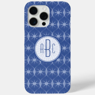 Coque iPhone 15 Pro Max monogramme motif de roue bleue