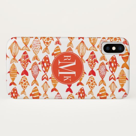 Coques Case-Mate iPhone Monogramme| Motif d'eau d'orange vif (Dos (Horizontal))